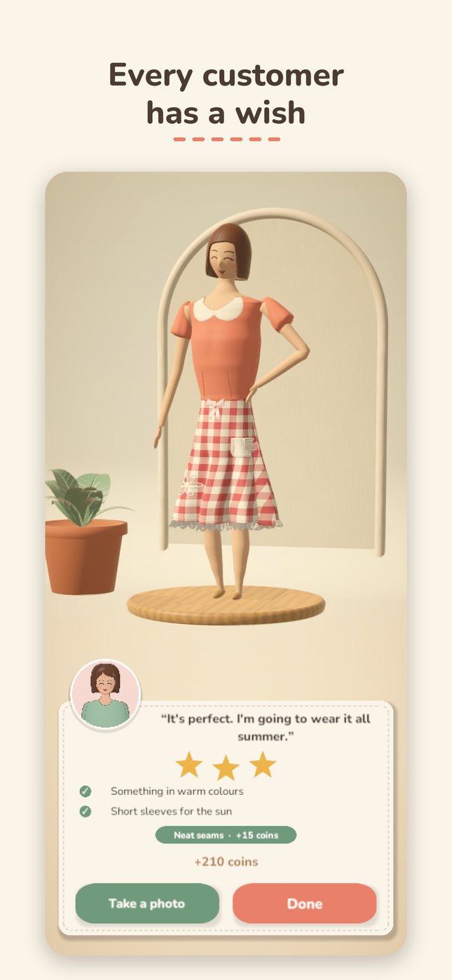 The customer showing off her new dress with three stars: Every customer has a wish.